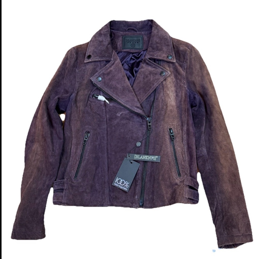 NWT BLANKNYC Suede leather ASYMETRICAL Jacket COAT  Purple Twilight Women S